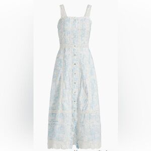 Judalon Lace-Trimmed Pintuck Midi-Dress